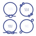 Navy marine rope round vector design frame set