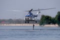 Navy military special force team in action jumping from a helicopter