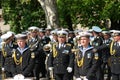 Navy musicians at russian parade May 9, 2009 Royalty Free Stock Photo