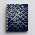 Navy Notebook With Gold Waves - High Detailed Vintage Minimalism