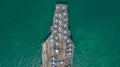 Navy Nuclear Aircraft carrier, Military navy ship carrier full loading fighter jet aircraft, Aerial view