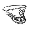 Navy Officer Soldier Hat Icon. Doodle Hand Drawn or Outline Icon Style