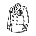 Navy Officer Soldier Uniform Icon. Doodle Hand Drawn or Outline Icon Style