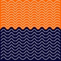 Navy and orange wave seamless pattern vector. suitable for cover, wallpaper, decoration and backdrop. halloween and ocean theme Royalty Free Stock Photo