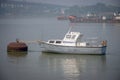 A Navy patrol boat anchored on river Ganges, Kolkata, India Royalty Free Stock Photo