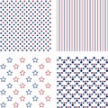 Navy and red stars and stripes, vector seamless patterns Royalty Free Stock Photo