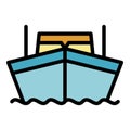 Navy rescue boat icon color outline vector Royalty Free Stock Photo