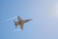 Fighter Jet flies close above the CORONADO MUNICIPAL BEACH SAN Diego California during Summer Royalty Free Stock Photo