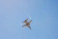 Fighter Jet flies close above the CORONADO MUNICIPAL BEACH SAN Diego California during Summer