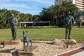 The Navy SEAL statue of a two soldiers and their fellow K9 soldier at the Navy SEAL Museum