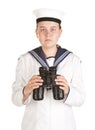 Navy seaman with binoculars Royalty Free Stock Photo