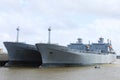 Navy ships docked on Mississippi River in New Orleans, Louisiana, United States Royalty Free Stock Photo