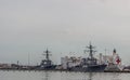 Navy ships including a hospital ship in Norfolk Virginia