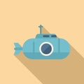 Navy submarine icon flat vector. Underwater ship Royalty Free Stock Photo