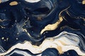 Navy, white and gold marble swirls. Generative AI.