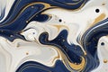 Navy, white and gold marble swirls. Generative AI.