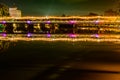 Nawarat Bridge with Ping River at Night in Chiang Mai Province