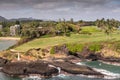 Timbers Kauai Ocean Golf Course and Kukii Point lighthouse, Nawiliwili, Kauai, Hawaii, USA