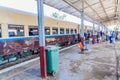 NAWNGHKIO, MYANMAR - NOVEMBER 30, 2016: People on the train station in Nawnghkio Naunghkio, Naungcho or Nawngcho near Gokteik