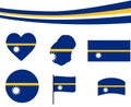 Nauru Flag Map Ribbon And Heart Icons Vector Illustration Abstract Collection Royalty Free Stock Photo