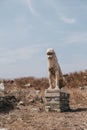 Naxian Lion statue on The Terrace of the Lions on the Greek island of Delos