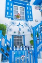 Exterior entrance highly decorated in blue and white