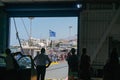 Looking out from lower deck of Greek Island Ferry