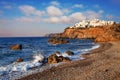 Naxos Town Chora and Grotta beach at sunset Royalty Free Stock Photo