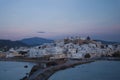 Naxos town panorama at dusk