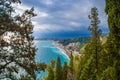 Naxxos, Sicily - Beautiful aerial landscape view of Giardini Naxxos town and beach Royalty Free Stock Photo