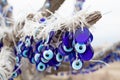 Nazar amulets from the evil eye on a tree in a sacred place in Turkey Royalty Free Stock Photo