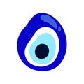 Nazar Boncuk amulet. Hand drawn icon of turkish blue eye bead. Flat isolated vector illustration on white background. Color