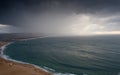 Nazare beach in a stormy day