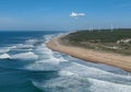 Nazare, Portugal. Famous place for waves and surfing. Beach and Ocean Waves in Background Royalty Free Stock Photo