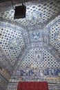 Nazare, Portugal, June 13, 2018: Tiles decorating the interior vaults of the Memoria Hermitage located on the hilltop O Sitio