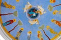 Jesus and apostles on painted ceiling in Mary of Nazareth centre Royalty Free Stock Photo