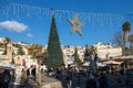 People celebrate the Christmas, near the Greek Orthodox Church of the Annunciation Royalty Free Stock Photo