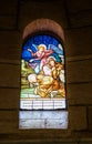 The stained glass window at church of Saint Joseph in Nazareth Royalty Free Stock Photo