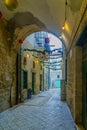 Alley in the old city, with Christmas lights, Nazareth Royalty Free Stock Photo