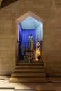 The niche in the wall with a statue of the Virgin Mary on the territory of the main hall of Church Of Annunciation in Nazareth, Royalty Free Stock Photo