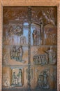 Metal door showing scenes from the life of Jesus Basilica of the Royalty Free Stock Photo