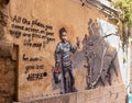 Explanatory drawing on the wall of the house of Nazareth old city in northern Israel