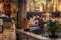 Monks leave the main altar at the of the general worship with the faithful on the top floor of the of Church of the Annunciation