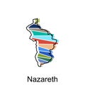 Nazareth map icon vector illustration design template, Stylized vector Israel map showing big cities