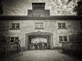 Nazi concentrationcamp Dachau entrance on a busy day Royalty Free Stock Photo