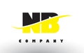 NB N B Black and Yellow Letter Logo with Swoosh.