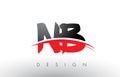 NB N B Brush Logo Letters with Red and Black Swoosh Brush Front