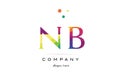 nb n b creative rainbow colors alphabet letter logo icon