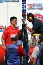 NBA player Yao Ming interviewed at NASCAR event Royalty Free Stock Photo