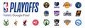 2023 NBA playoffs. Eastern, Western Conference. Boston Celtics, Milwaukee Bucks, Philadelphia 76ers, Brooklyn Nets, Atlanta Hawks Royalty Free Stock Photo